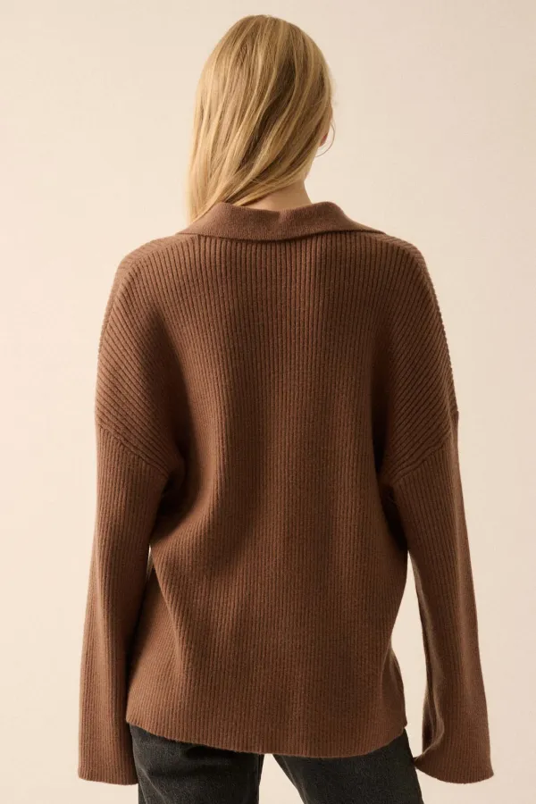 Promise the Label Rib-Knit Oversize Cardigan Sweater