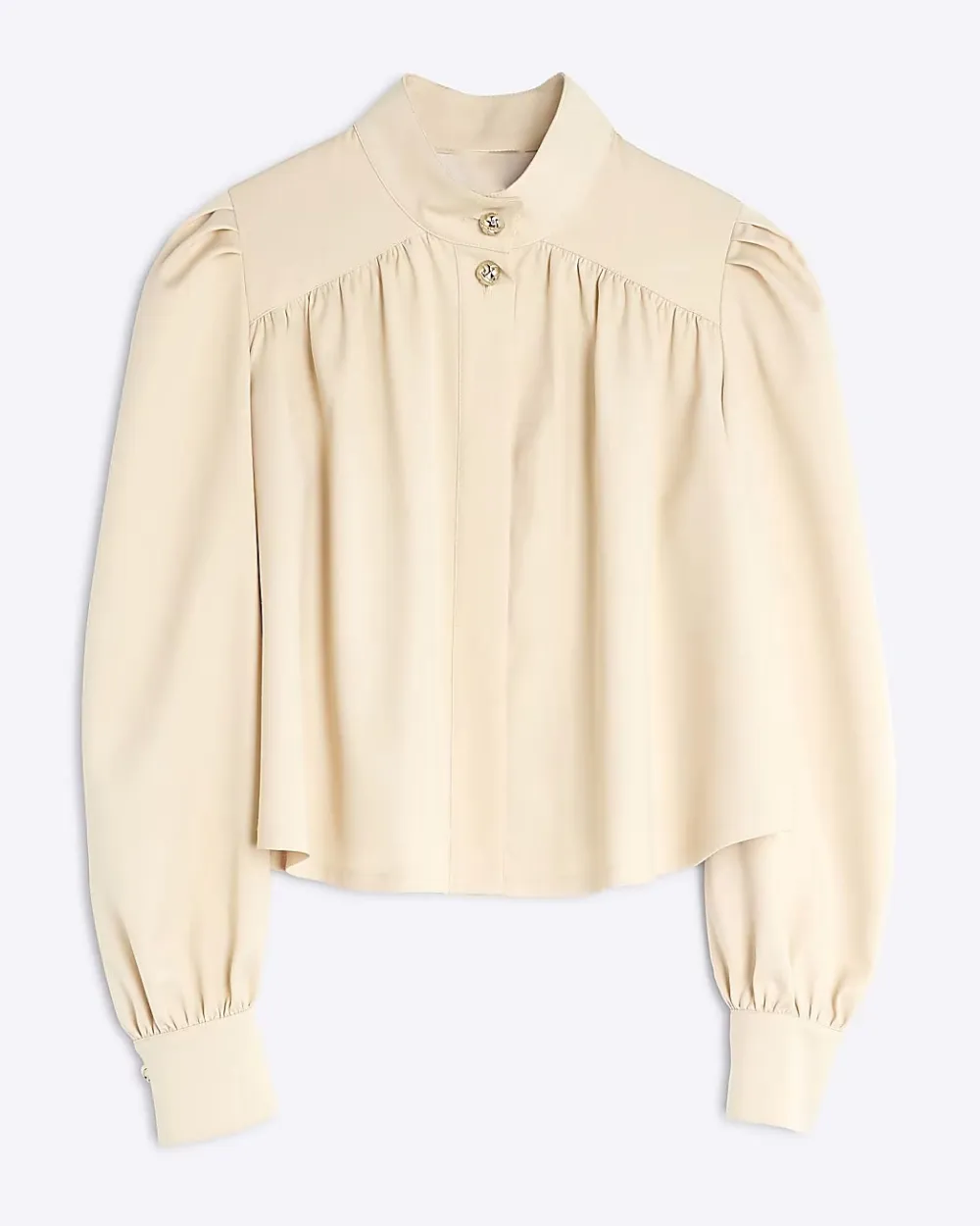 High Neck Women's Beige Shawl Time Jackets