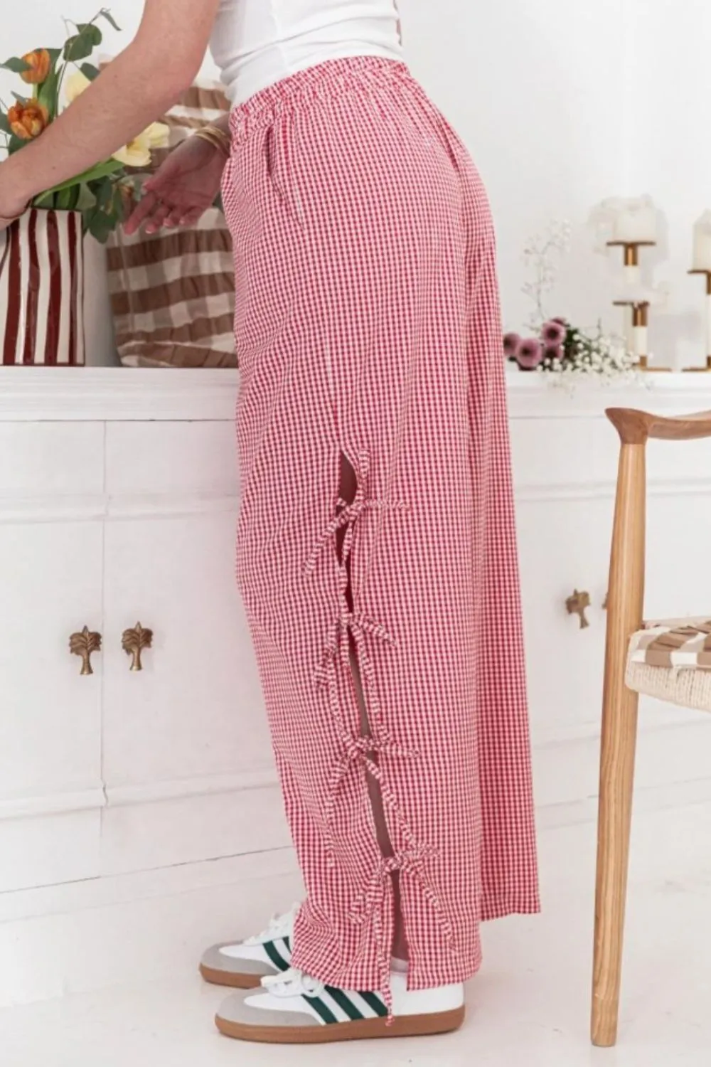 Side Tied Pants With Pocket