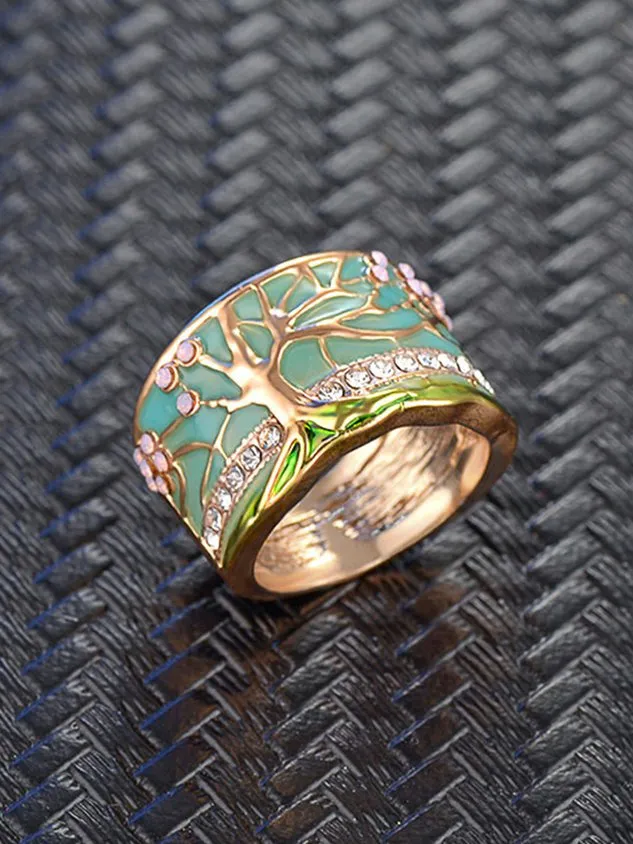 Vintage Epoxy Epoxy Diamond Tree of Life Ring