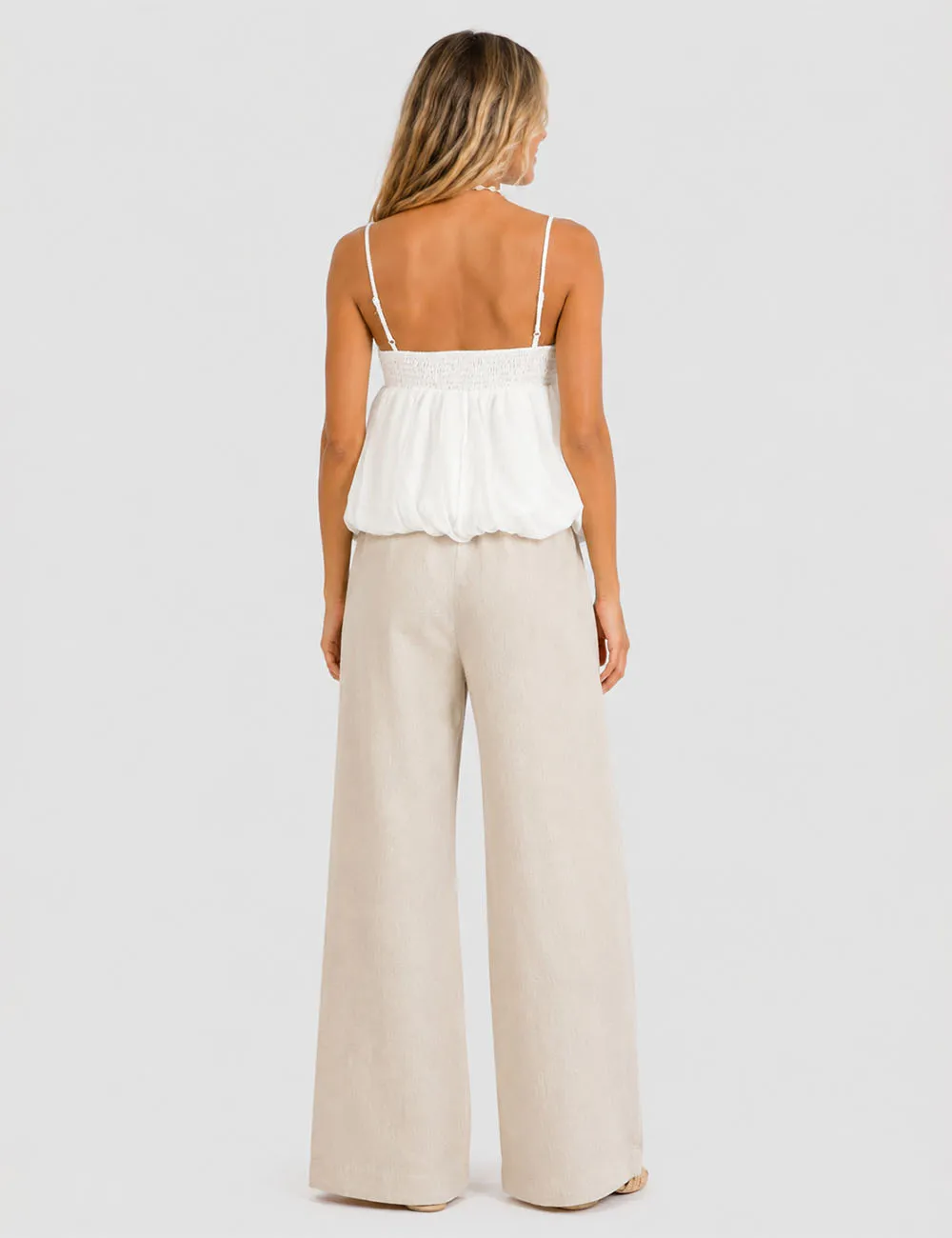 Bubble Hem Solid Color V Neck Cami Top