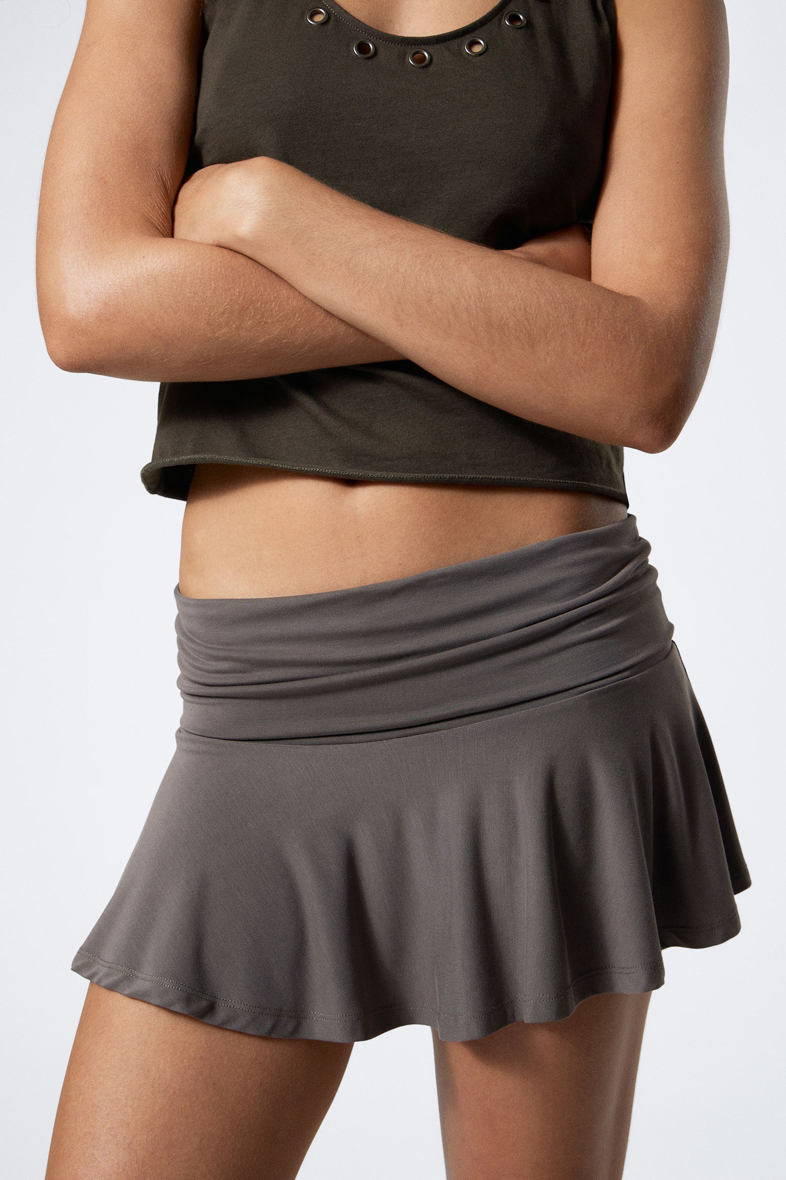 Ruched Low Rise Skirt
