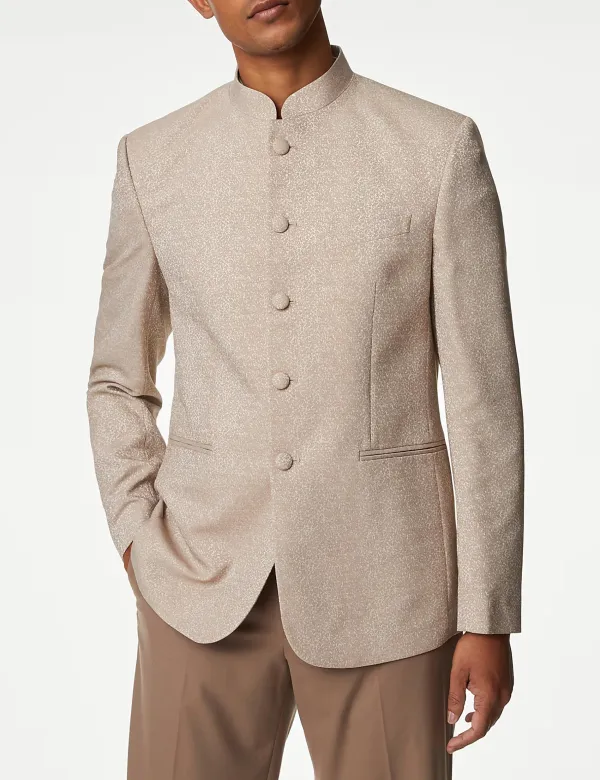 Light-Toned Textured Jacquard Jacket