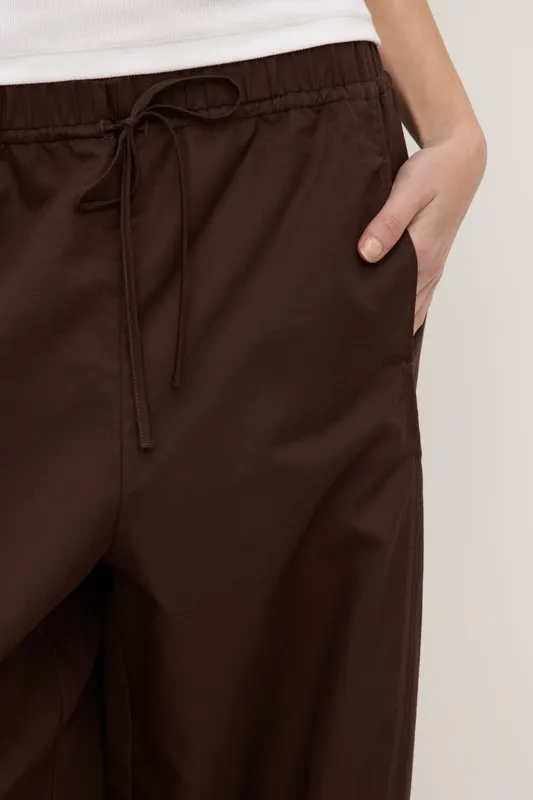 Ganache Cotton Linen Barrel-Leg Pant