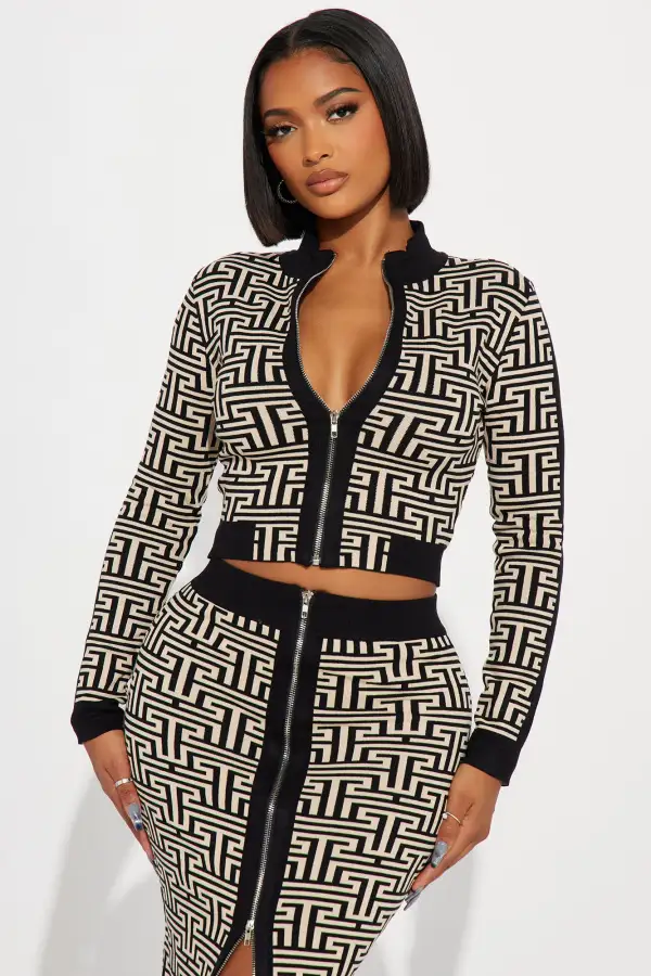 Luxe Attitude Sweater Skirt Set - Black/combo