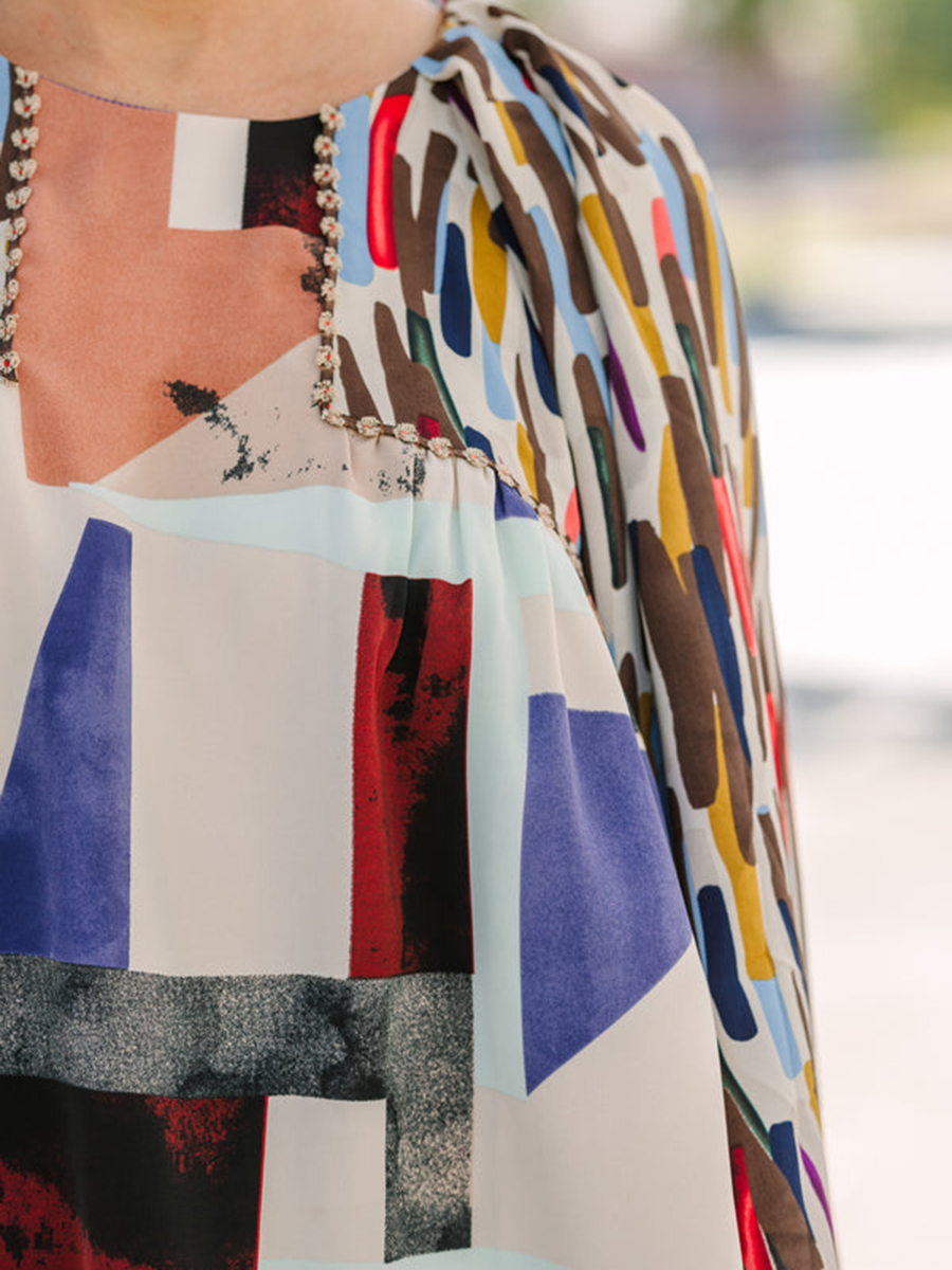 Brown Abstract Blouse