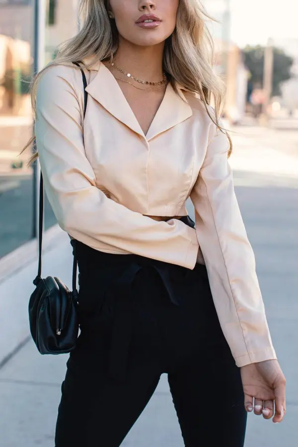 Cream Cropped Gym Top