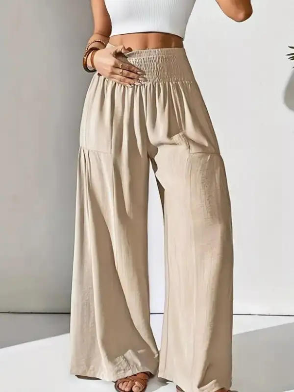 Everyday Smocked Waist Wide Leg Pants