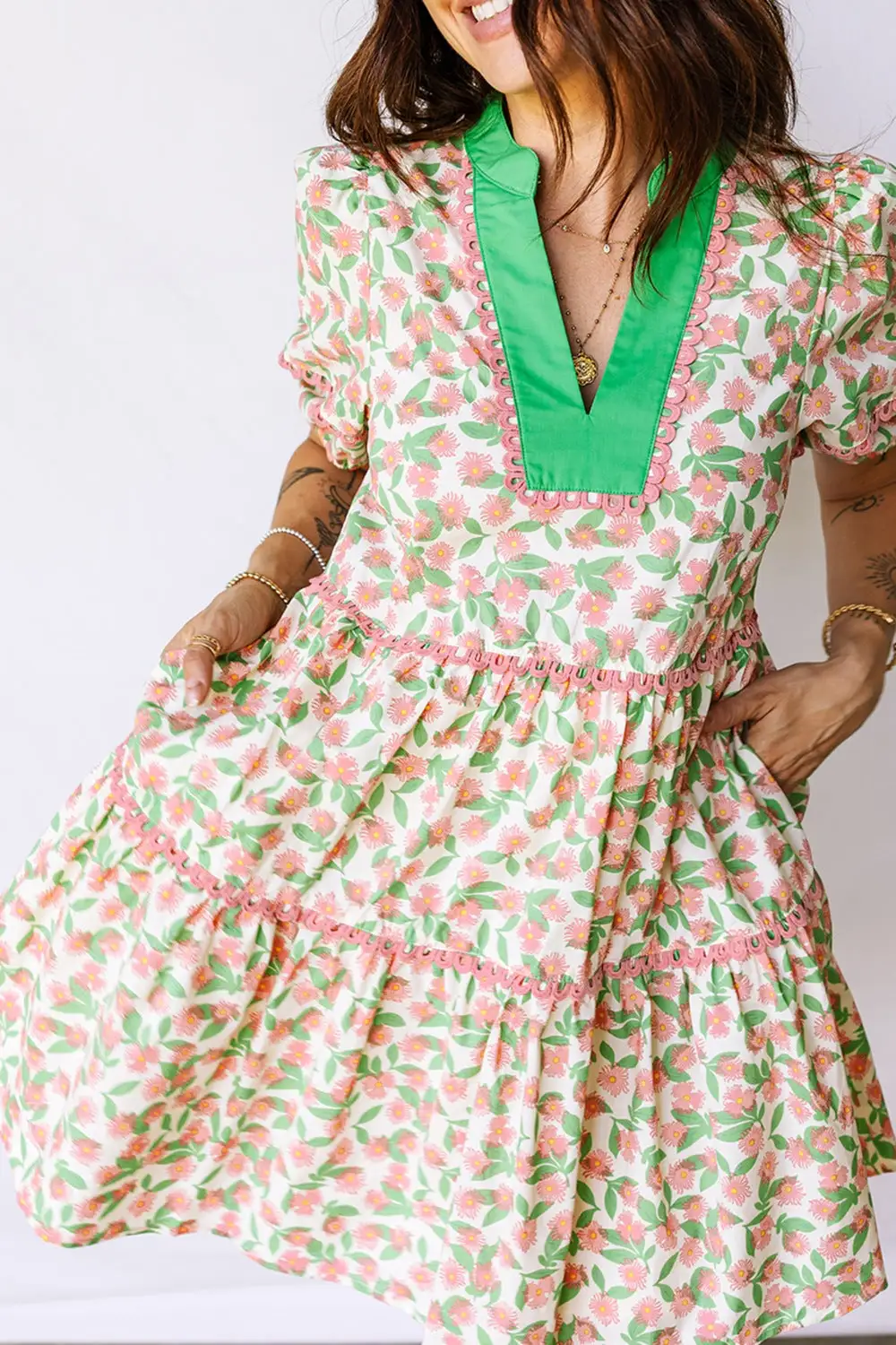 Floral Printed Tiered Mini Dress