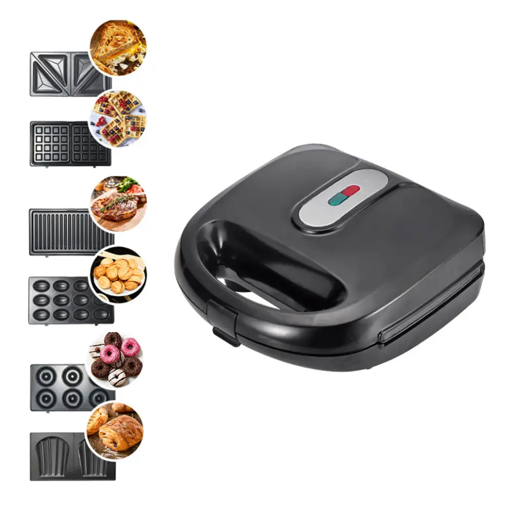 (Store Closing Sale) 6-in-1 Waffle Maker EU Plug Sandwich Maker Grill Breakfast Maker Doughnut Cake Maker Compact Kitchen Dining Kitchen Accessories