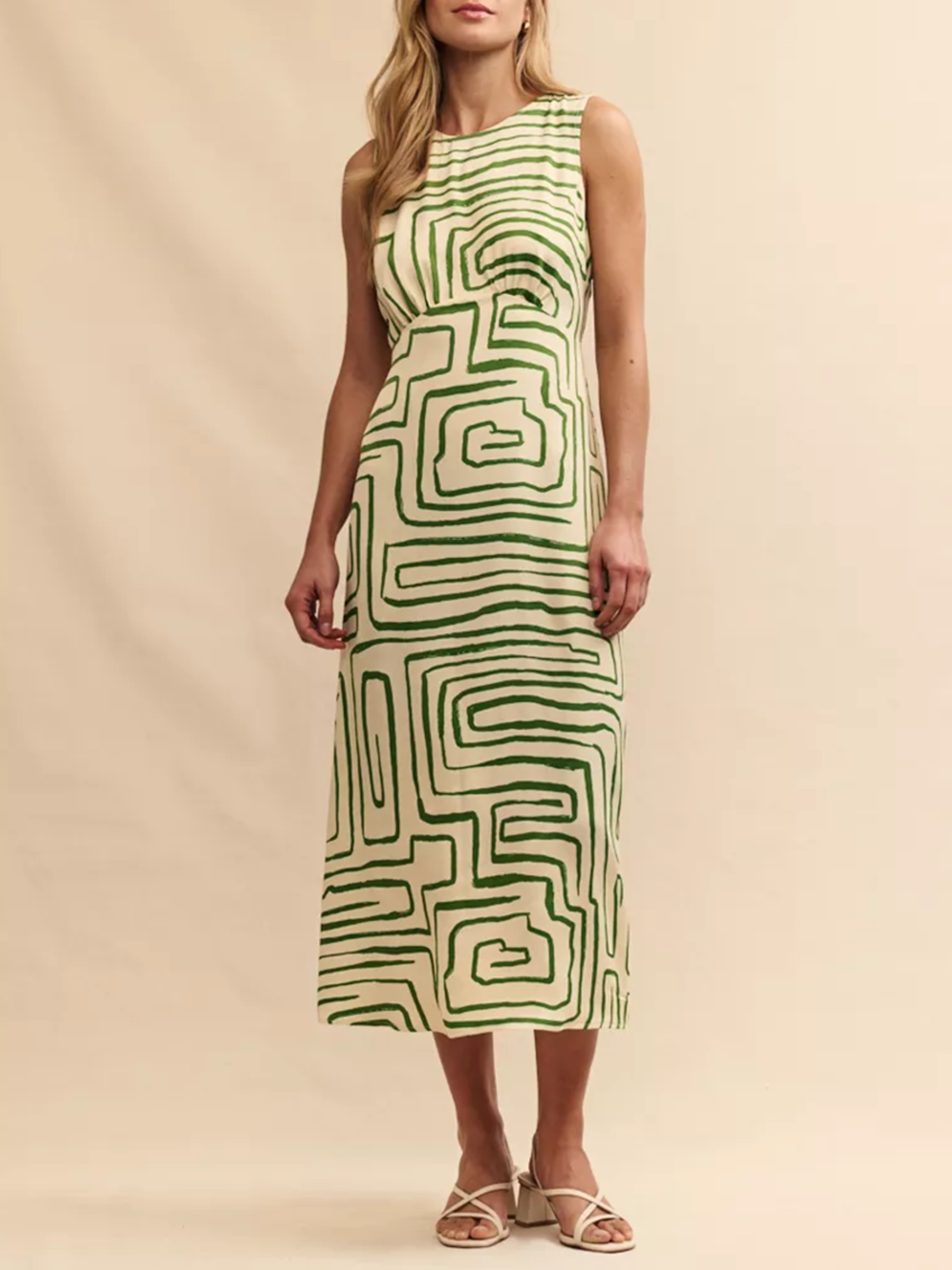 Devi Geometric Print Midi Sundress