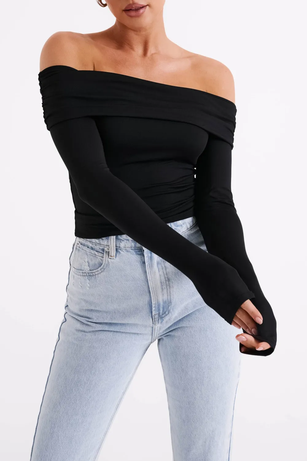 Recycled Nylon Off Shoulder Top