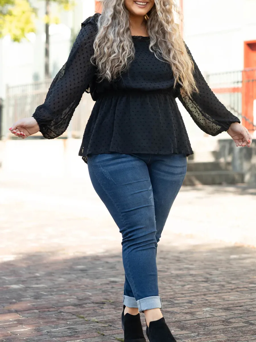 Square Collar Ruffled Shirt