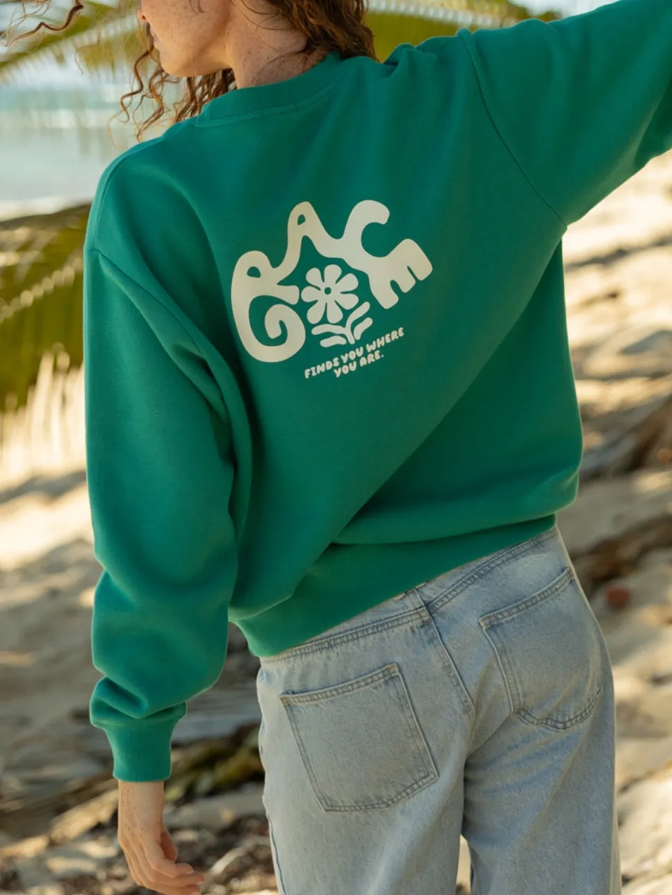 Women's Boho-Inspired Spiritual Graphic Print Long-Sleeve Sweatshirt