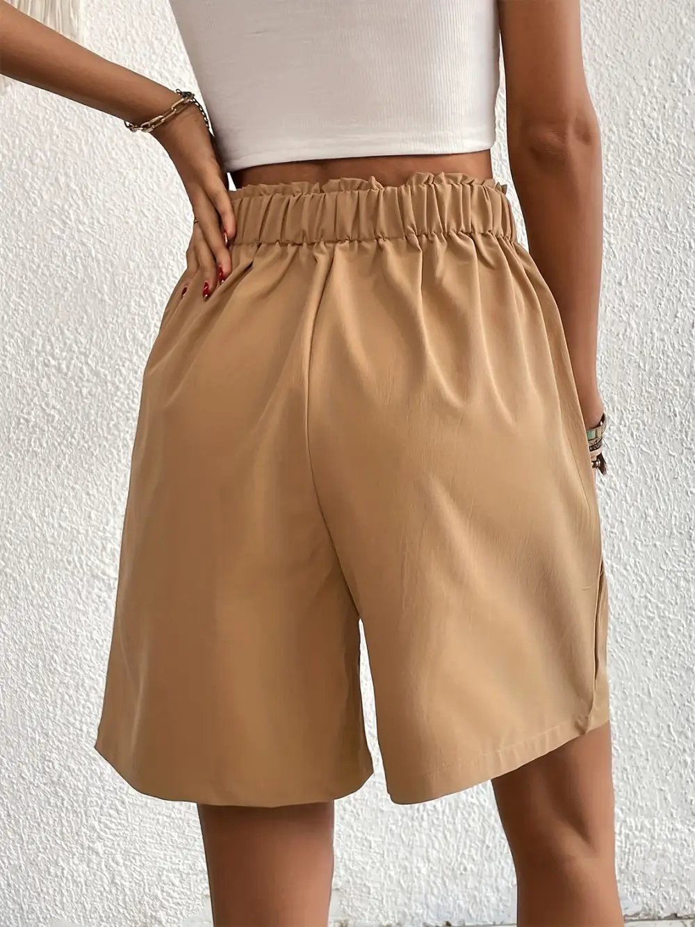 Utility Elastic Waist Pocket Detail Shorts