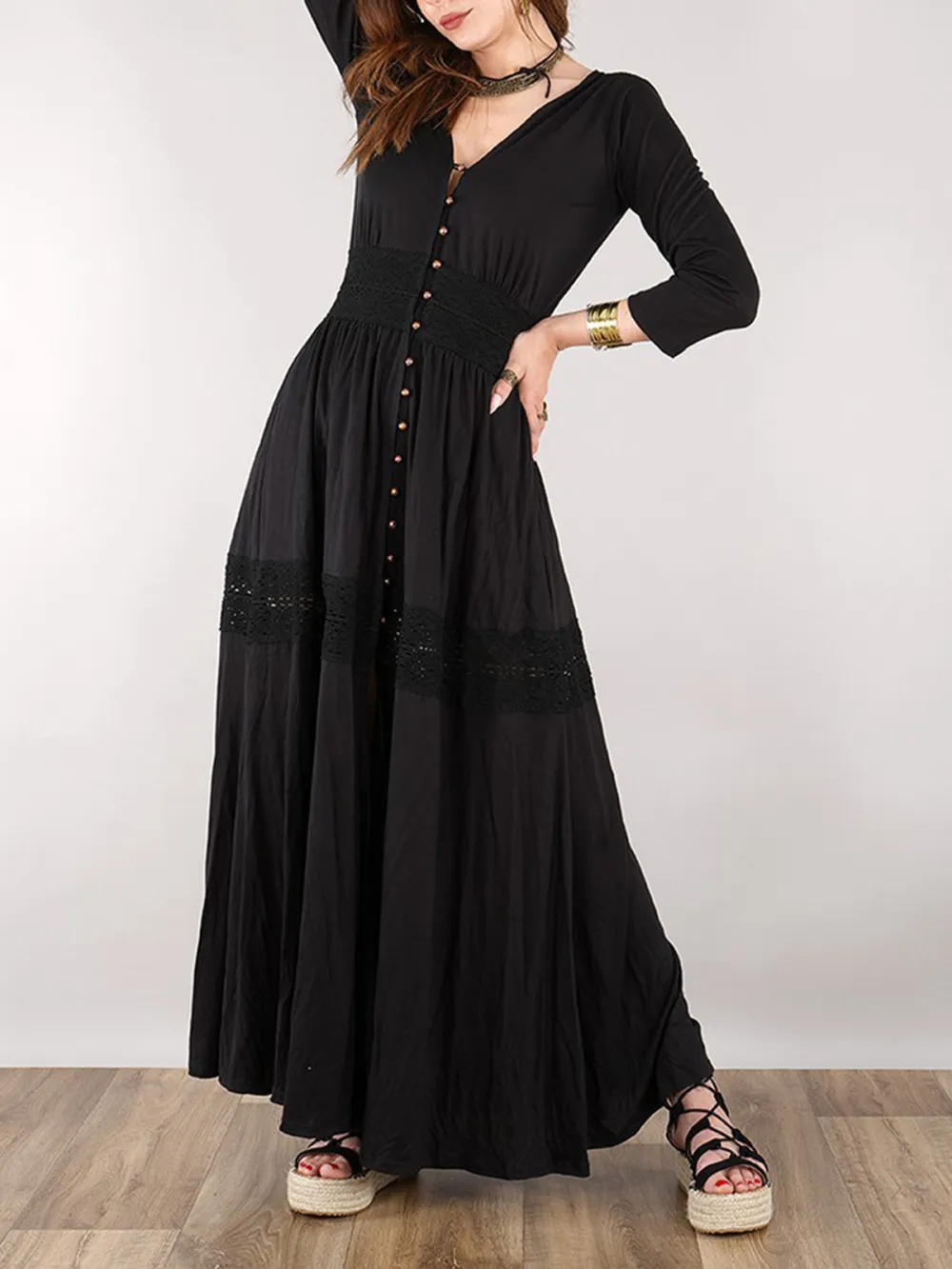 Buttoned Long Dress