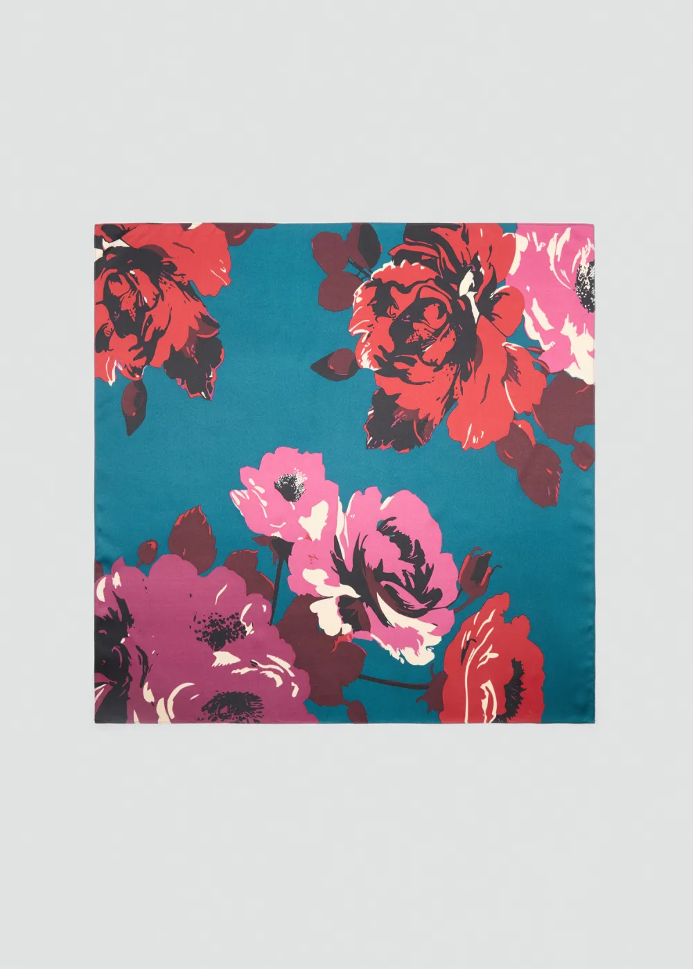 Blue Floral-Print Scarf