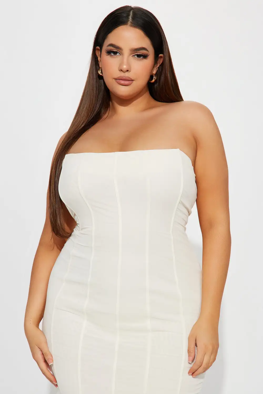 On Point Mesh Corset Midi Dress  - Cream