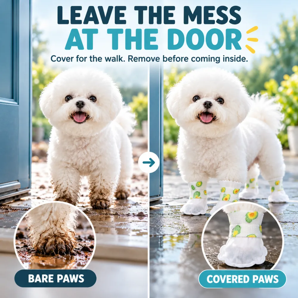 Disposable Pet Booties Outdoor Non-Woven Dog Leg Covers Waterproof Anti-Slip No-Wash Dog Shoes Pet Footwear