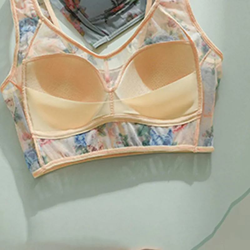 Mesh Wireless Bra Flower Bra