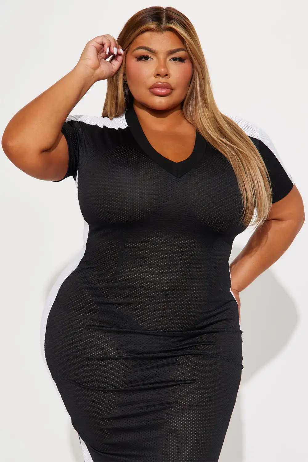 Game Day Jersey Maxi Dress - Black/White