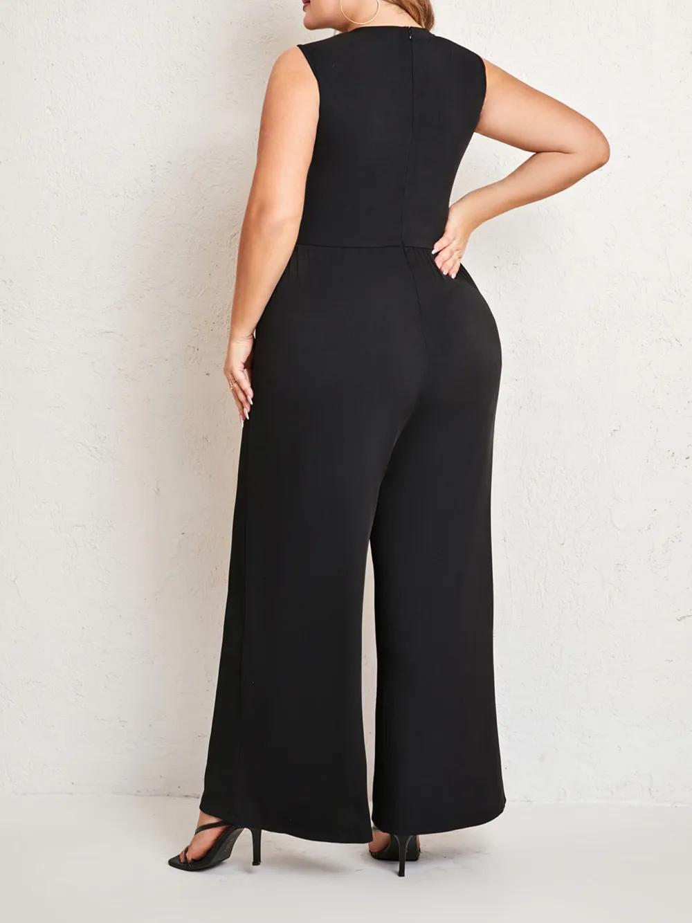 Ladies New Solid Color Sleeveless Straight Pants Suit