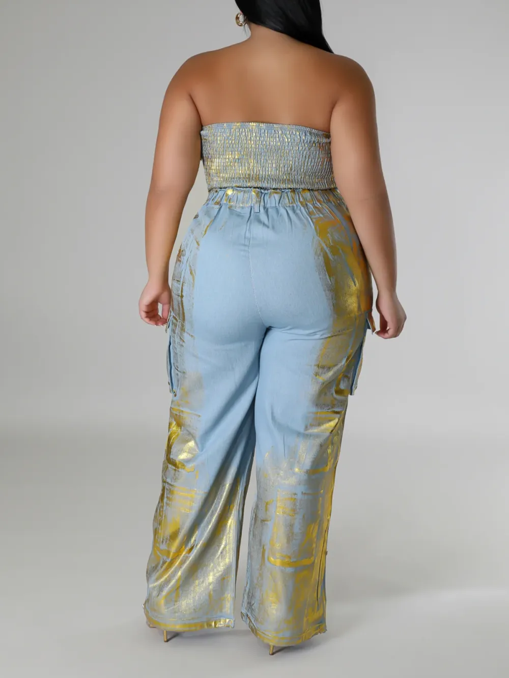 Plus-Size Fashion Women'S Pocket Design Jumpsuit