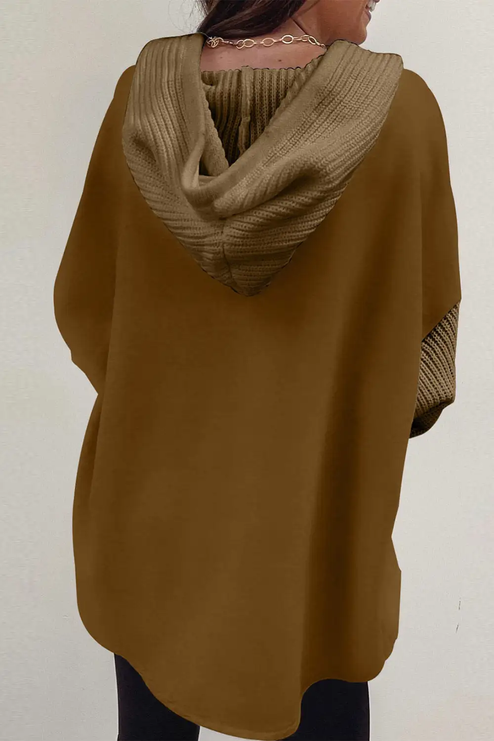 Button Front Contrast Detail Hooded Jacket