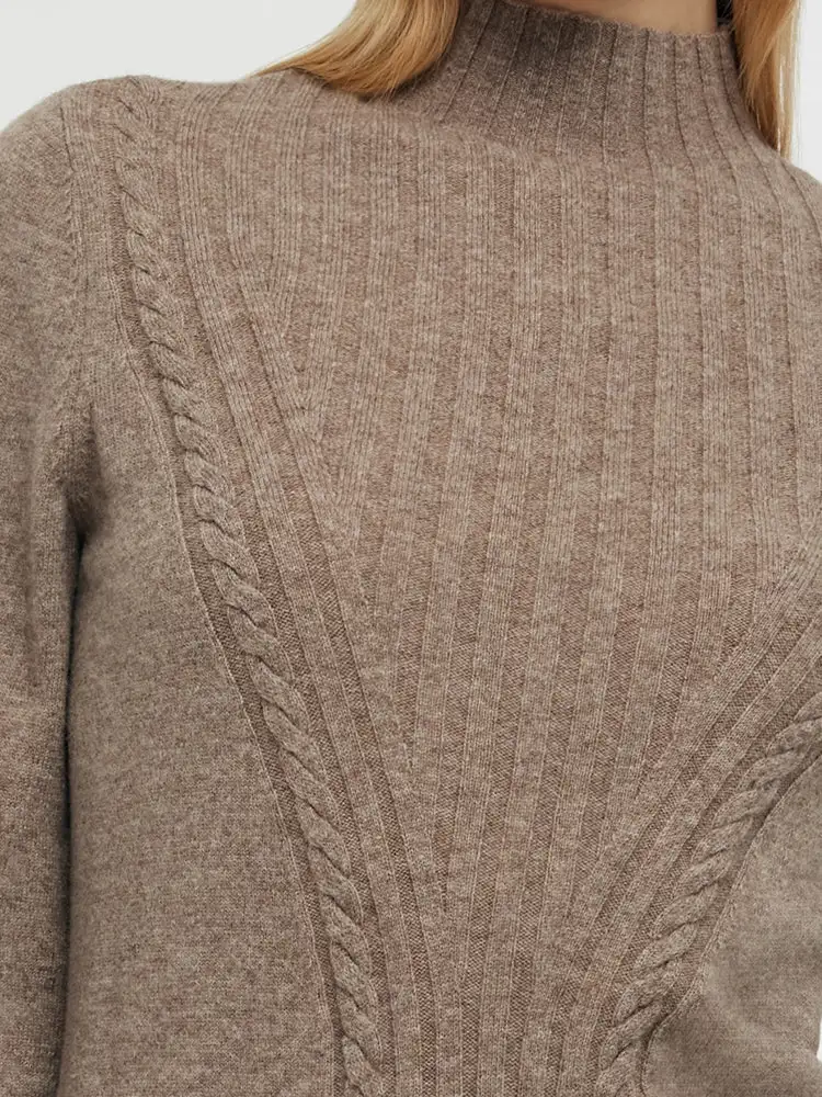 Wool Blend Mock Neck Women Sweater