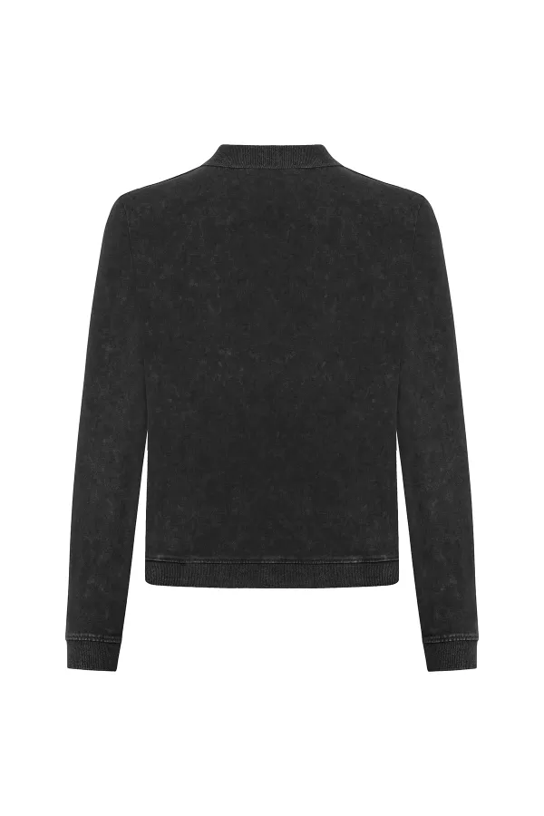 Lapel Sweatshirt-Grey