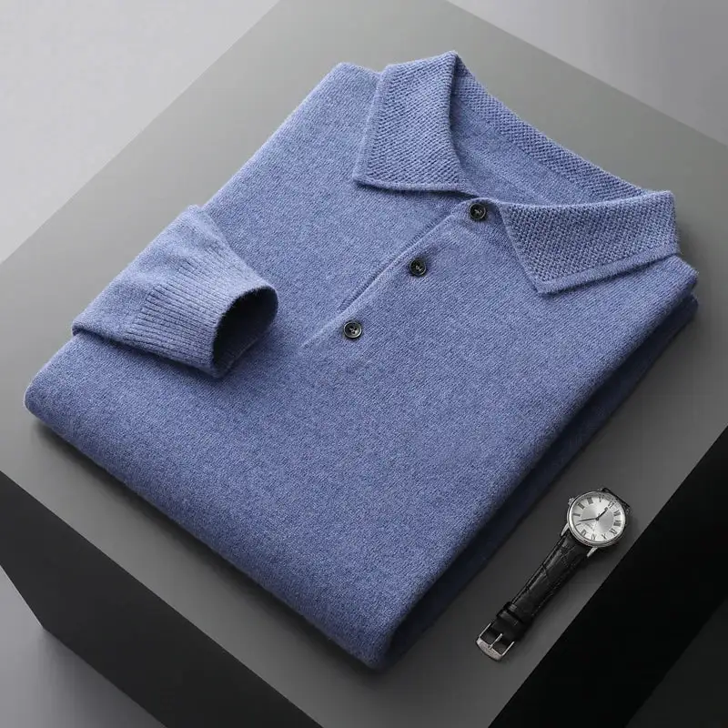 Wool Blend Long Sleeve Polo