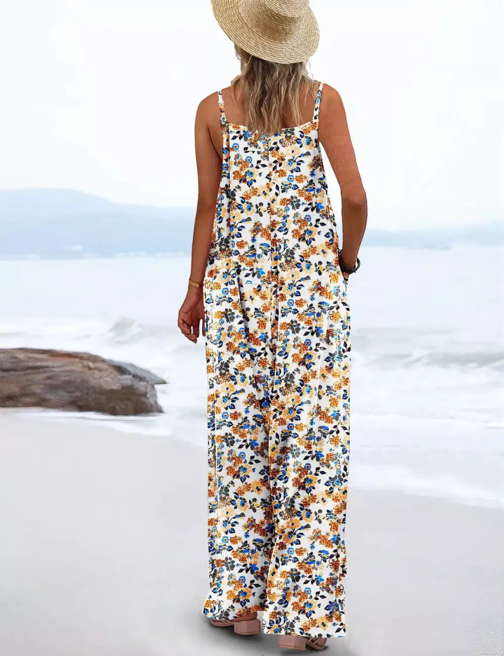 Modern Floral Wide Leg Jumpsuit