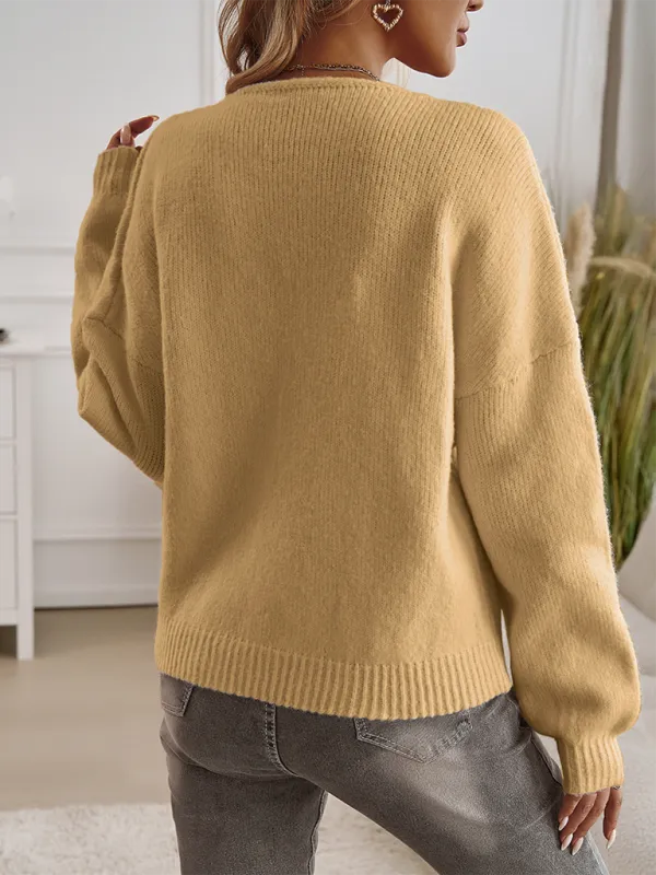 Loose Lace-Up Long-Sleeved Cardigan