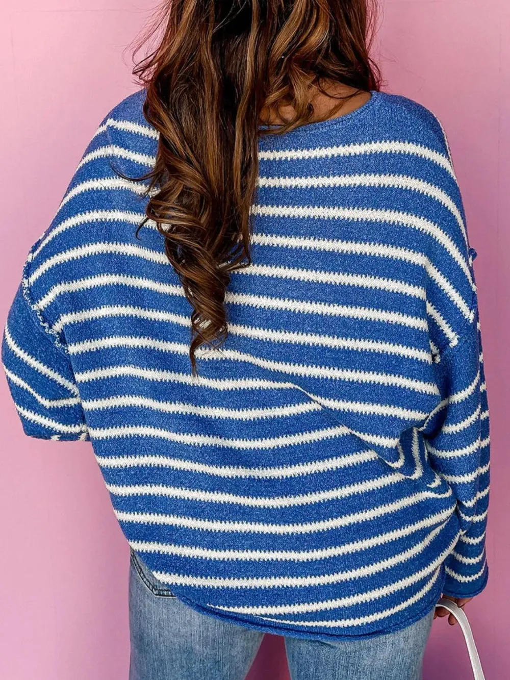 Curve Stripe Drop Shoulder Sweater