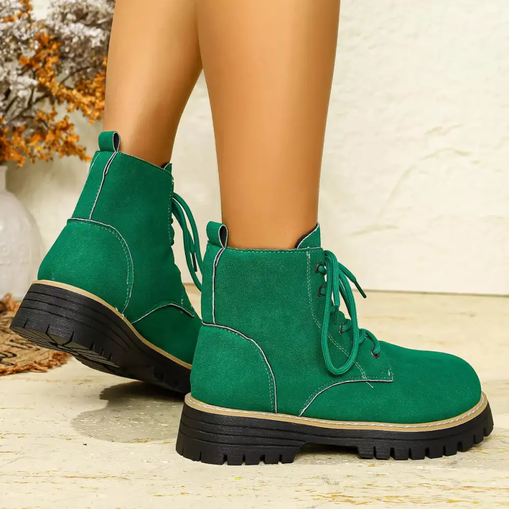 Round Toe Lace-Up Boots