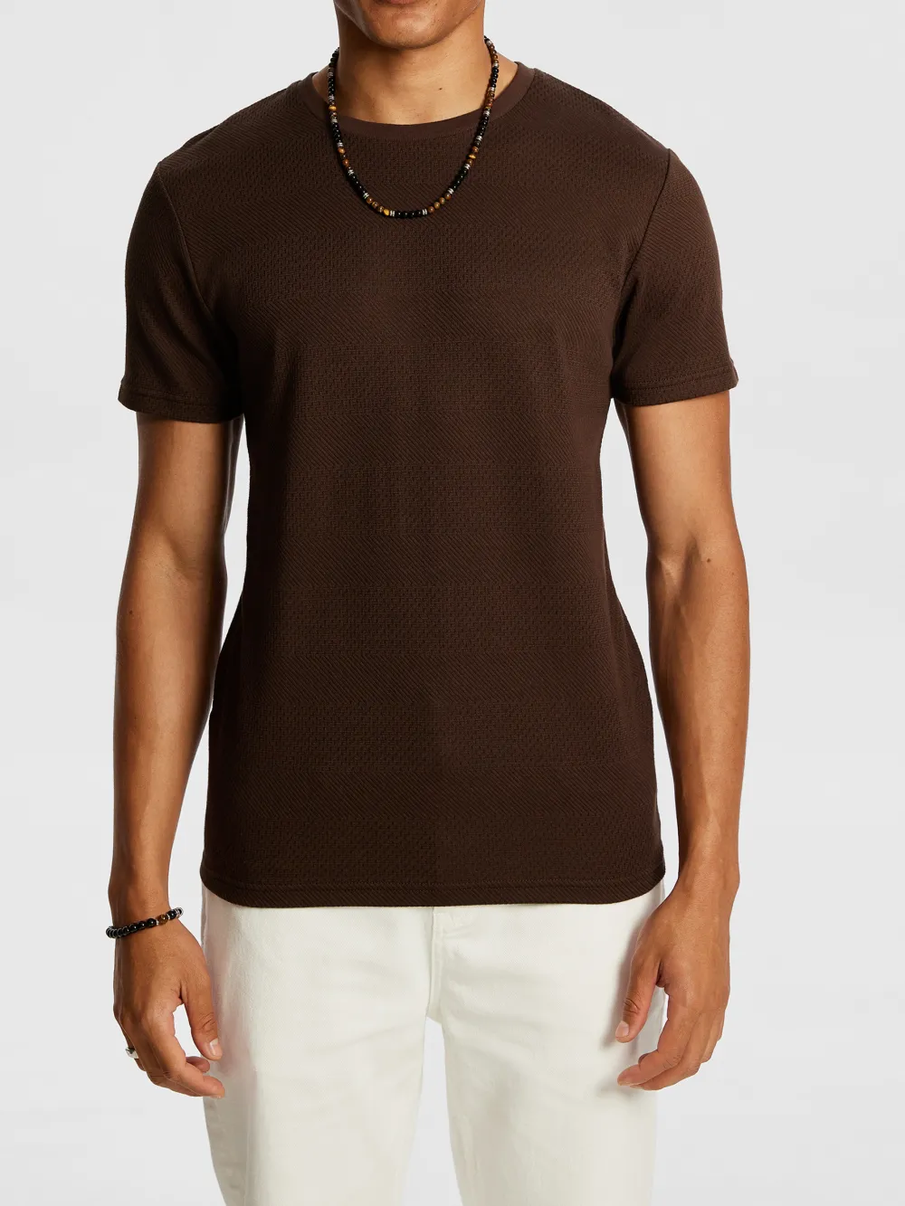 Solid Color Knit Short Sleeve T-Shirt