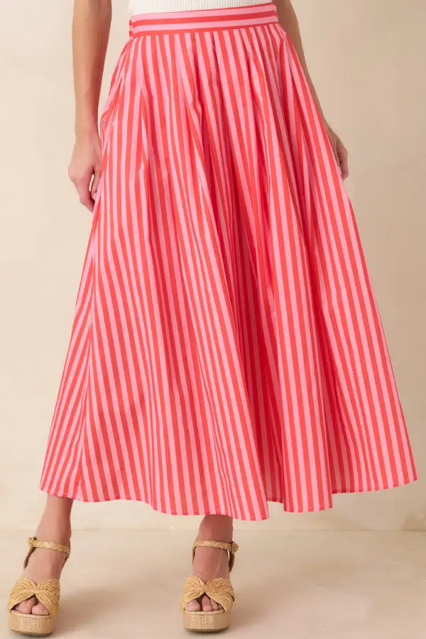 Striped Cotton Maxi Skirt