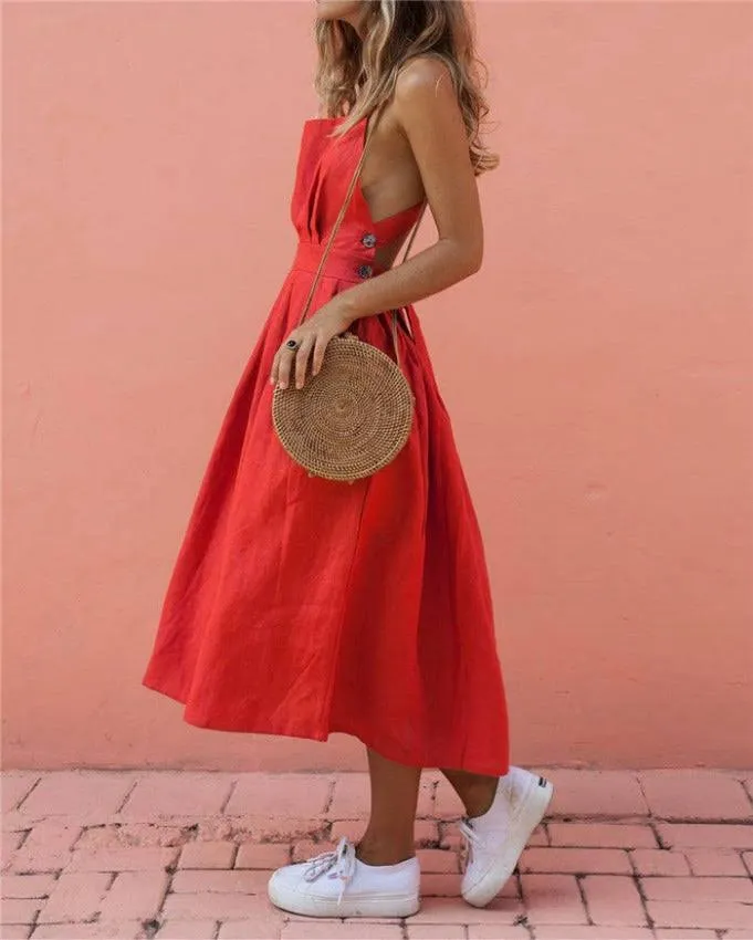 Backless Lace Up Dress