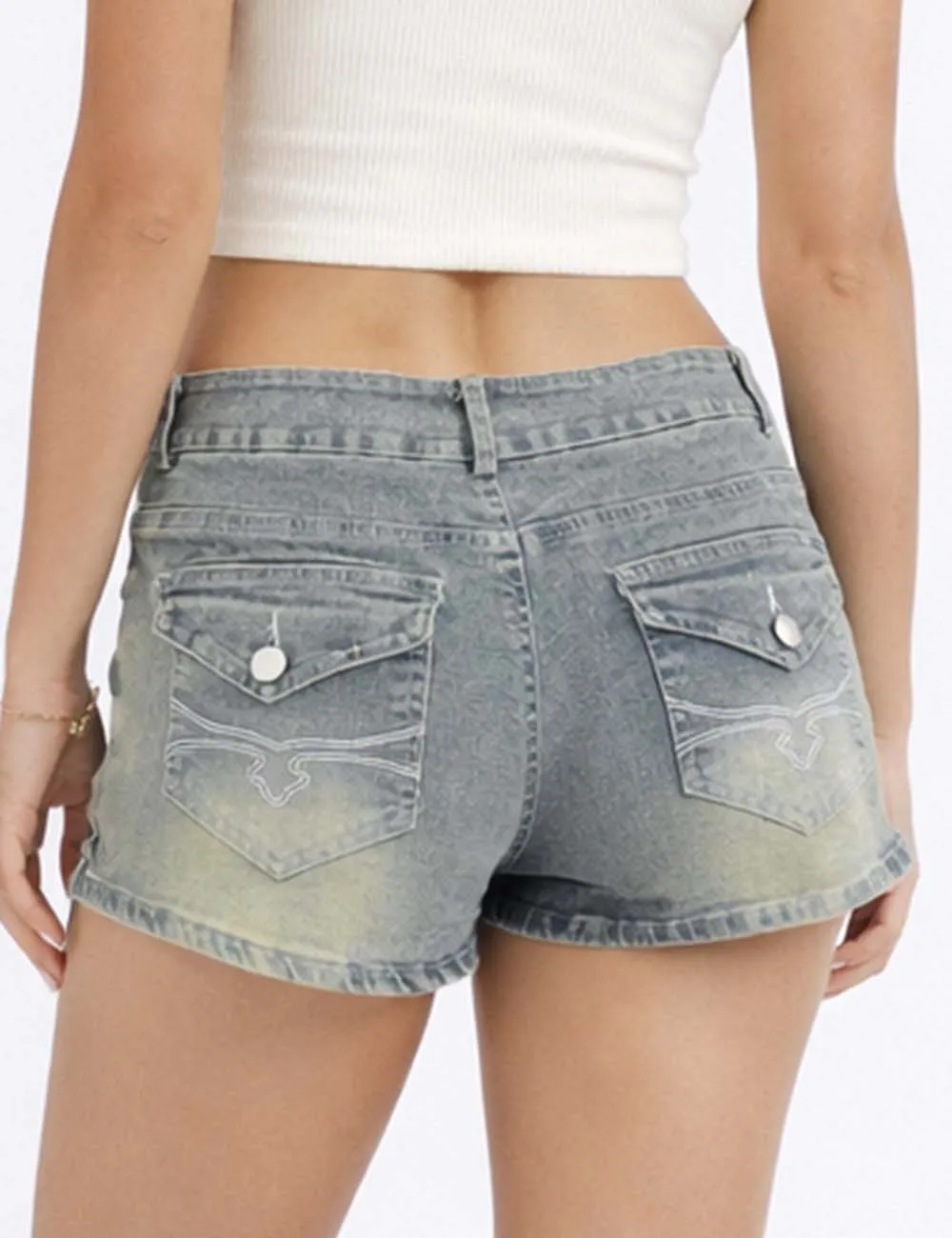 Casual Washed Denim Mini Shorts