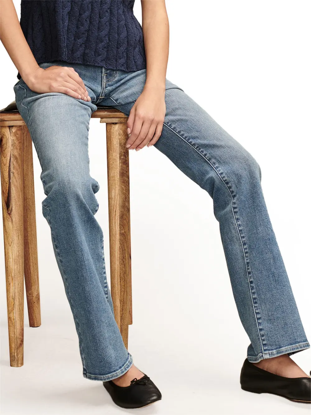 Straight Leg Mid Rise Jeans