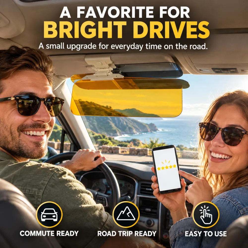 Adjustable Car Anti-Glare Sun Visor, Day & Night Driving Windshield Glare Blocker, Universal Windshield Anti-Glare Accessory
