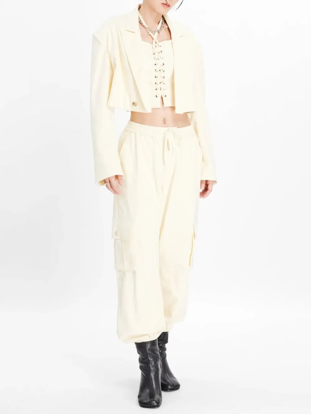 Cropped Tie - Front Blazer Jacket