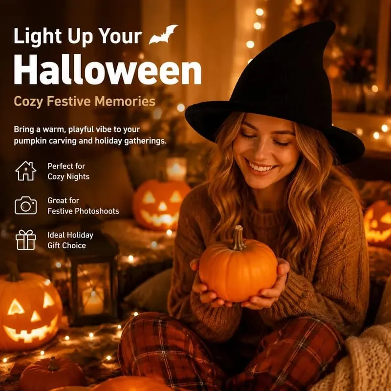 Women's Comfortable Knit Pointed Hat - Large Brim Halloween Party Props(22.04
