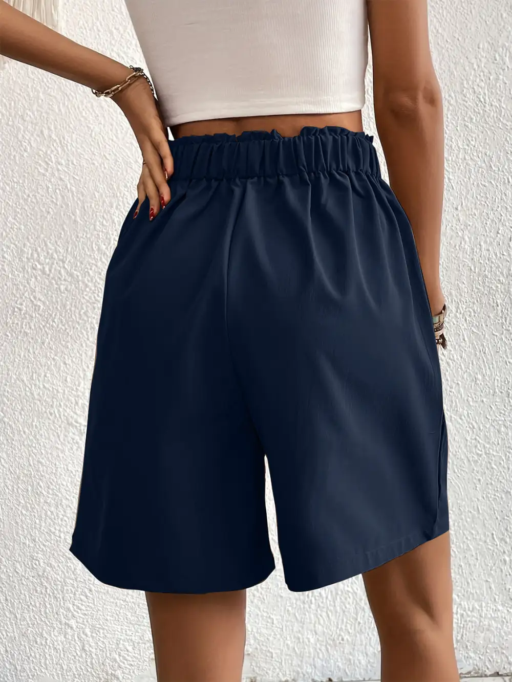 Utility Elastic Waist Pocket Detail Shorts