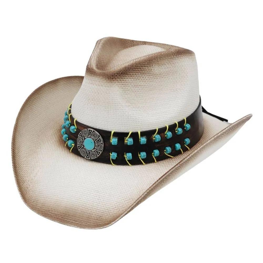 Western Beaded Straw Hat