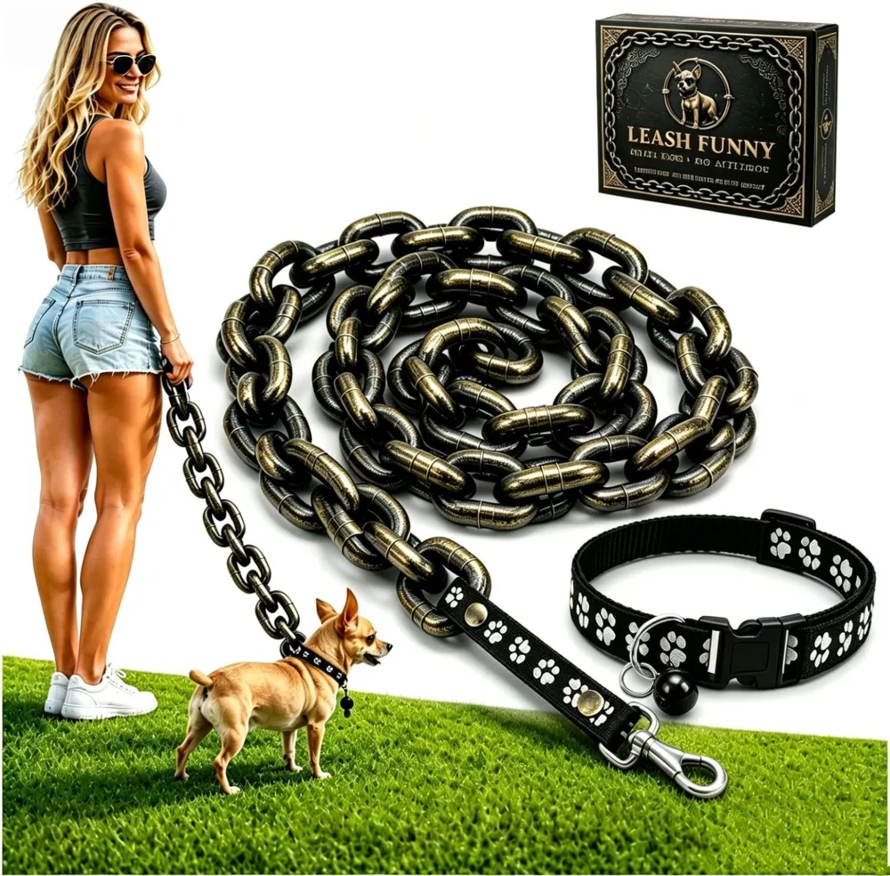 Funny Pet Simulation Thick Iron Chain with Collar
