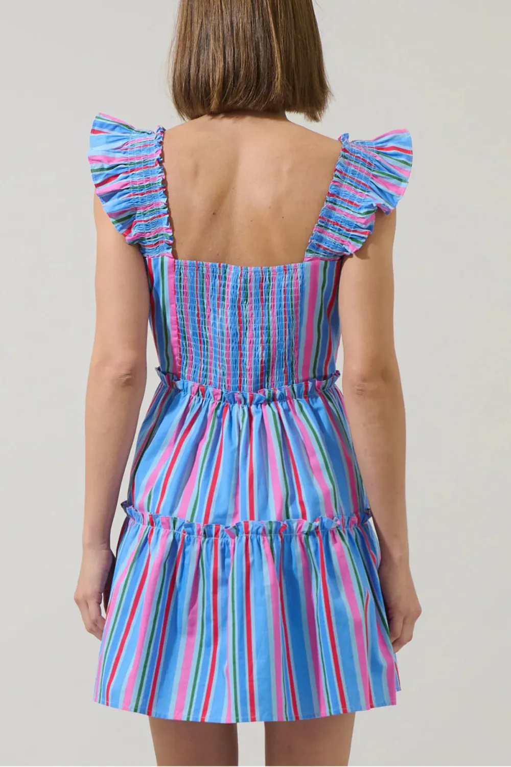 Stripes Ruffle Tiered Mini Dress