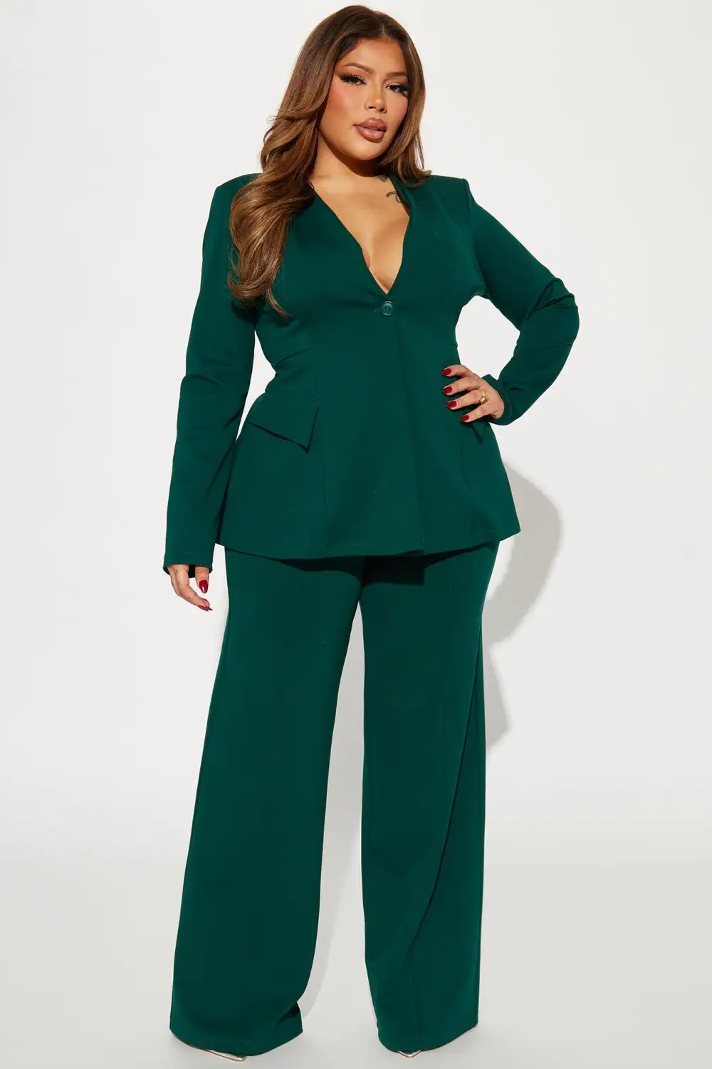 Believe It Blazer Pant Set - Hunter
