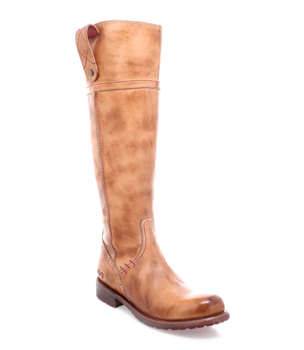 Women's Wide Calf Equestrian Lug Sole Leather Knee High Boots