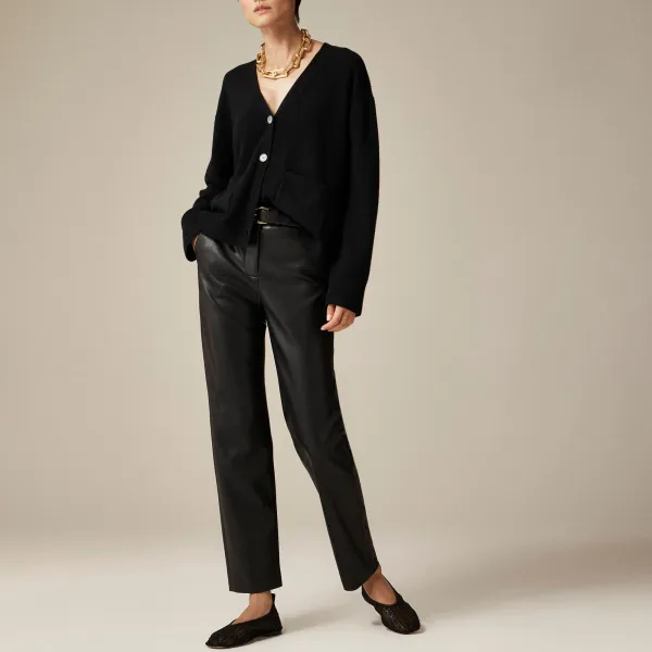 Faux Leather Straight-Leg Pants